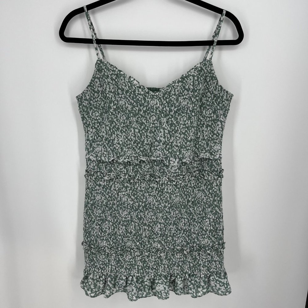 Abercrombie & Fitch Green and White Ruched Mini Dress